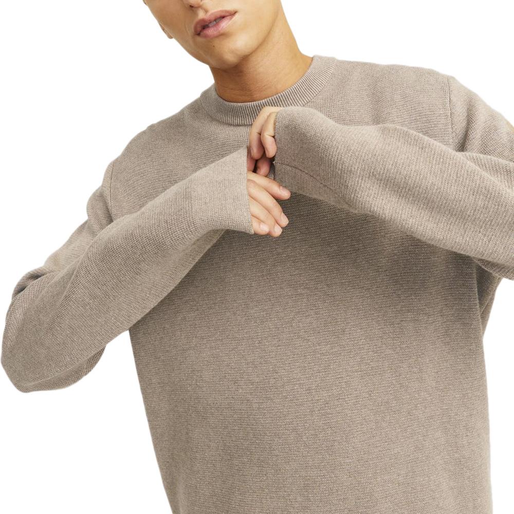 Pull Greige Homme Jack & Jones Stitch vue 2