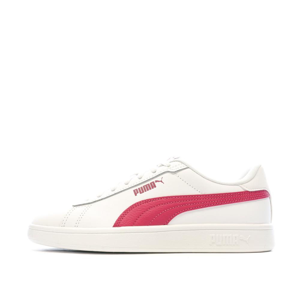 Baskets Blanches/Rouges Fille Puma Smash 3.0 pas cher