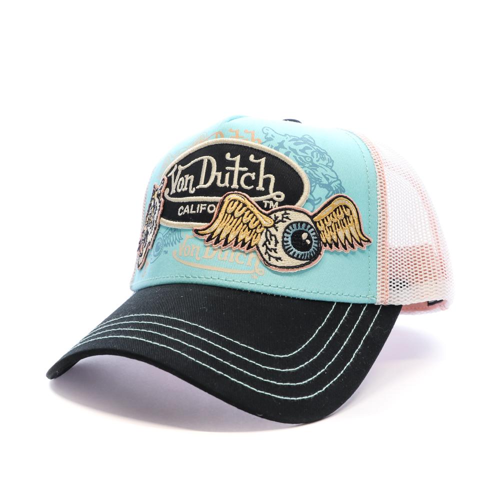 Casquette Turquoise/Noir Homme Von Dutch PATCHES pas cher