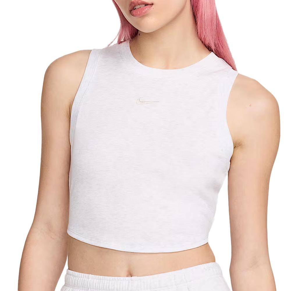 Débardeur Gris Femme Nike W Nsw Essntl Rib Crp pas cher