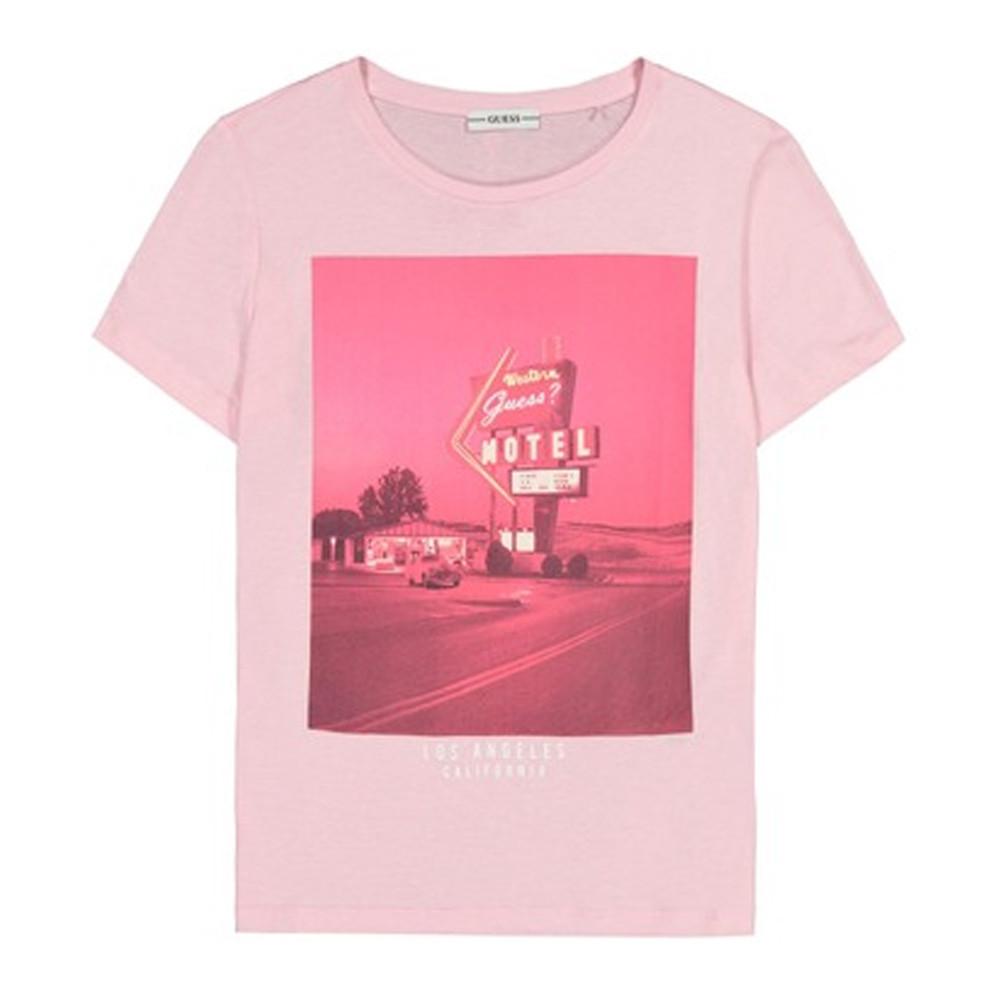 T-shirt Rose Femme Guess Motel pas cher