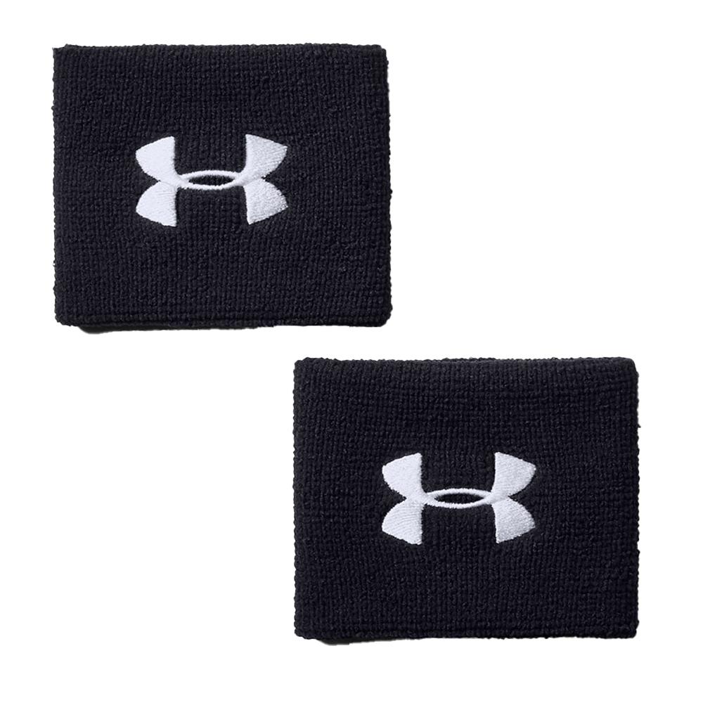 x2 Poignets-Eponge Noir Mixte Under Armour Performance pas cher