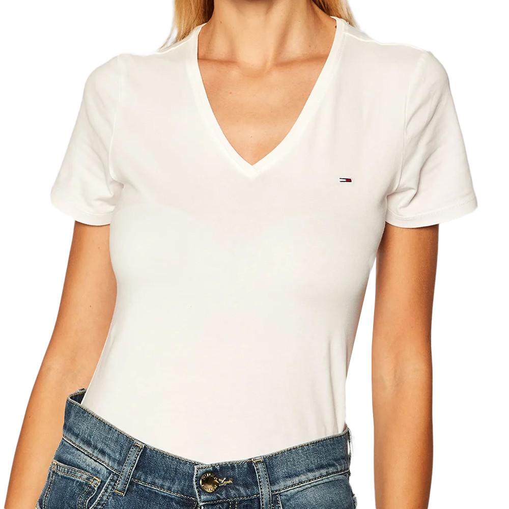 T-shirt Blanc Femme Tommy Hilfiger Skinny Stretch pas cher