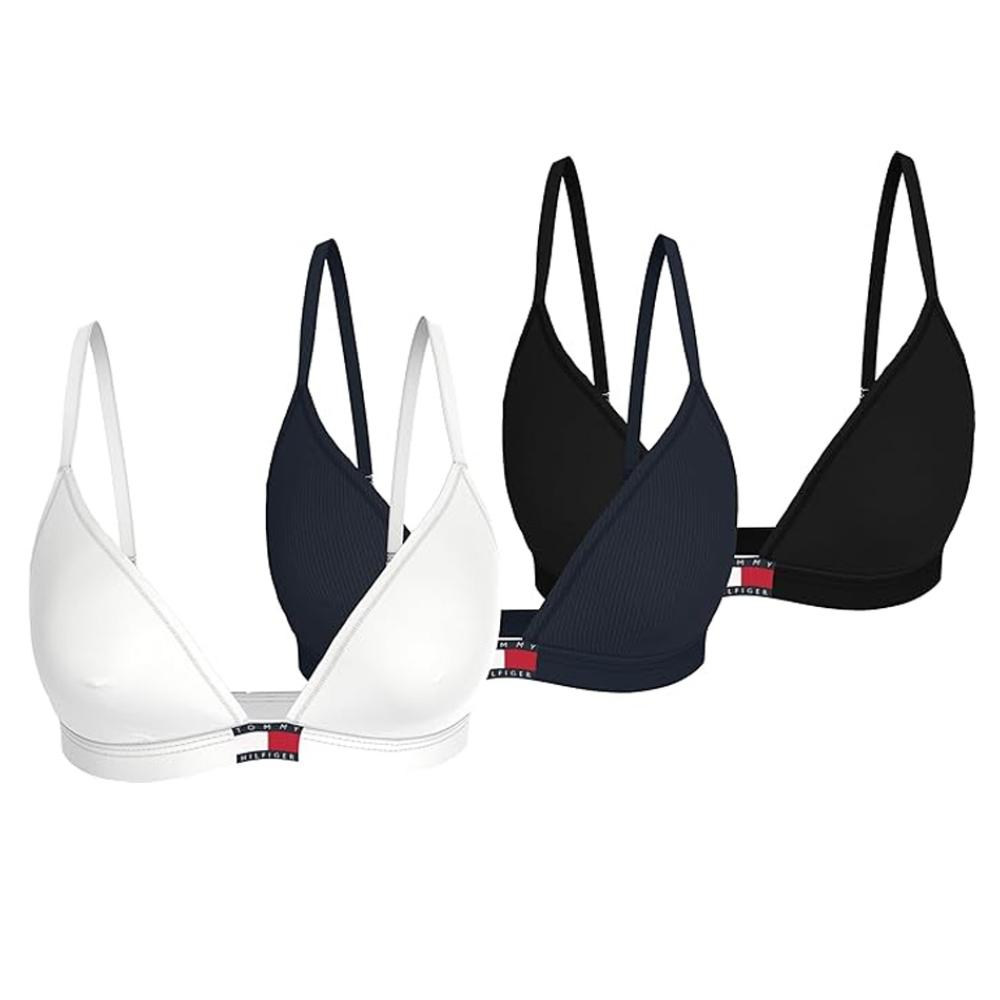 x3 Soutien-Gorge Noir/Blanc Femme Tommy Hilfiger Triangle pas cher
