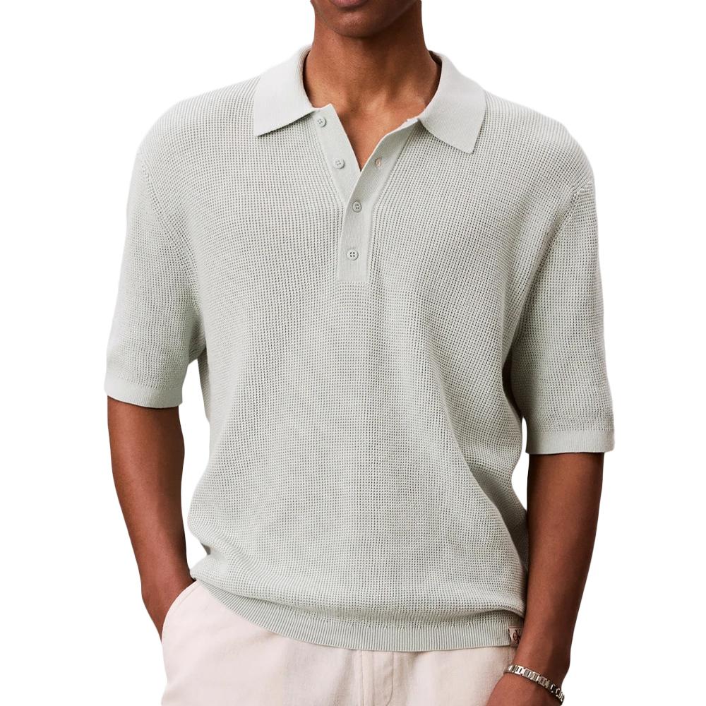 Polo Gris Homme Calvin Klein Jeans Waffle pas cher
