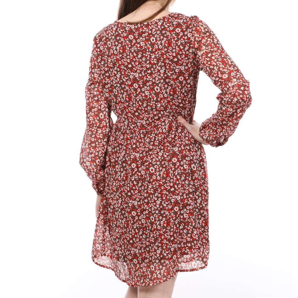 Robe Rouge à fleurs Femme Only Laura vue 2