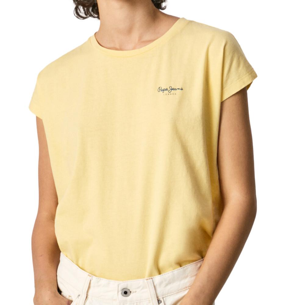 T-shirt Jaune Femme Pepe Jeans Bloom pas cher