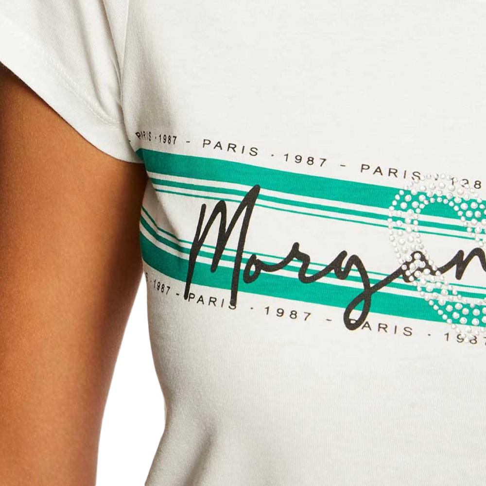T-shirt Blanc/Vert Femme Morgan Dtoi vue 3