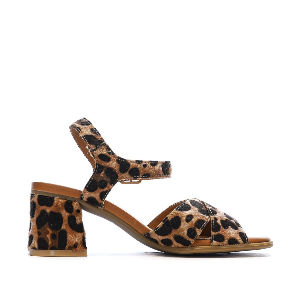 Sandales Marron/Noir Femme Carmela Leopardo vue 2