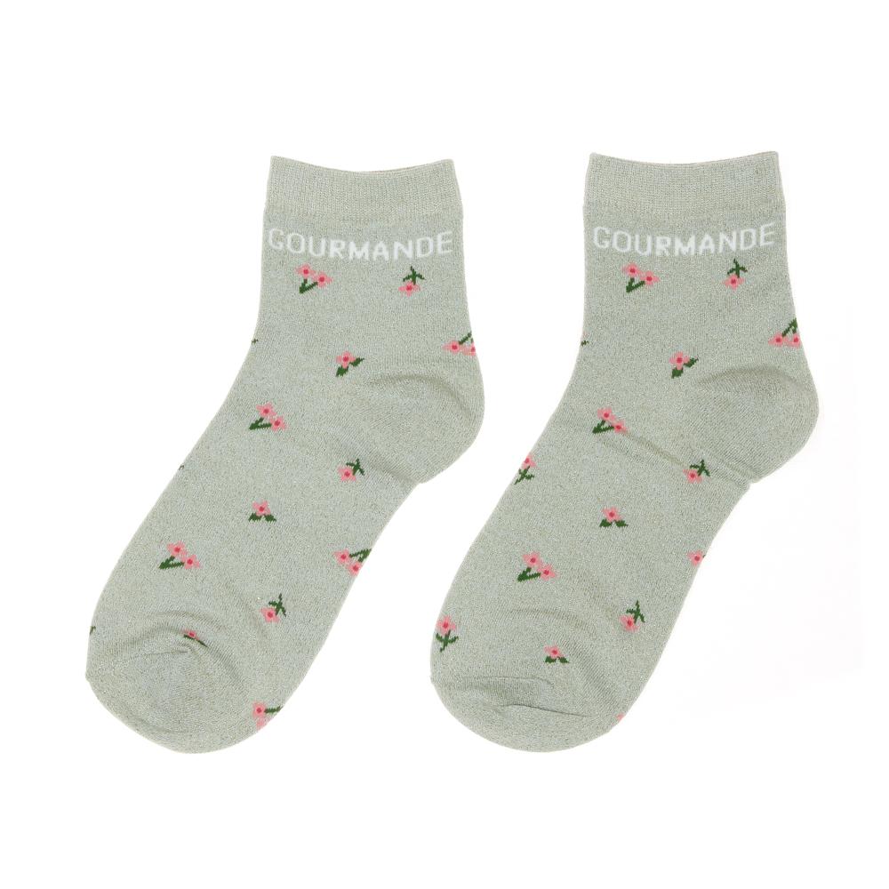 Grüne Socken mit Blumenmuster für Damen „Stella Green Gourmande“ günstig