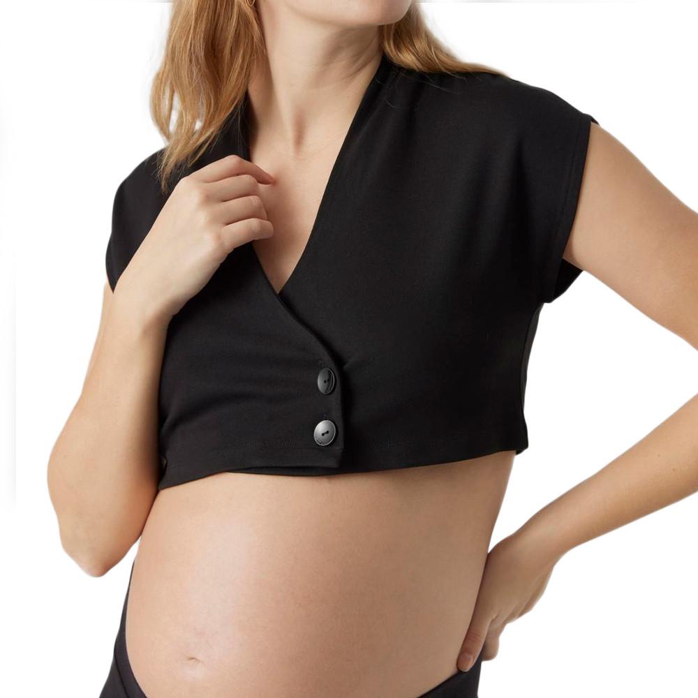 Top Noir Femme Mamalicious Luna Cropped Blazer pas cher