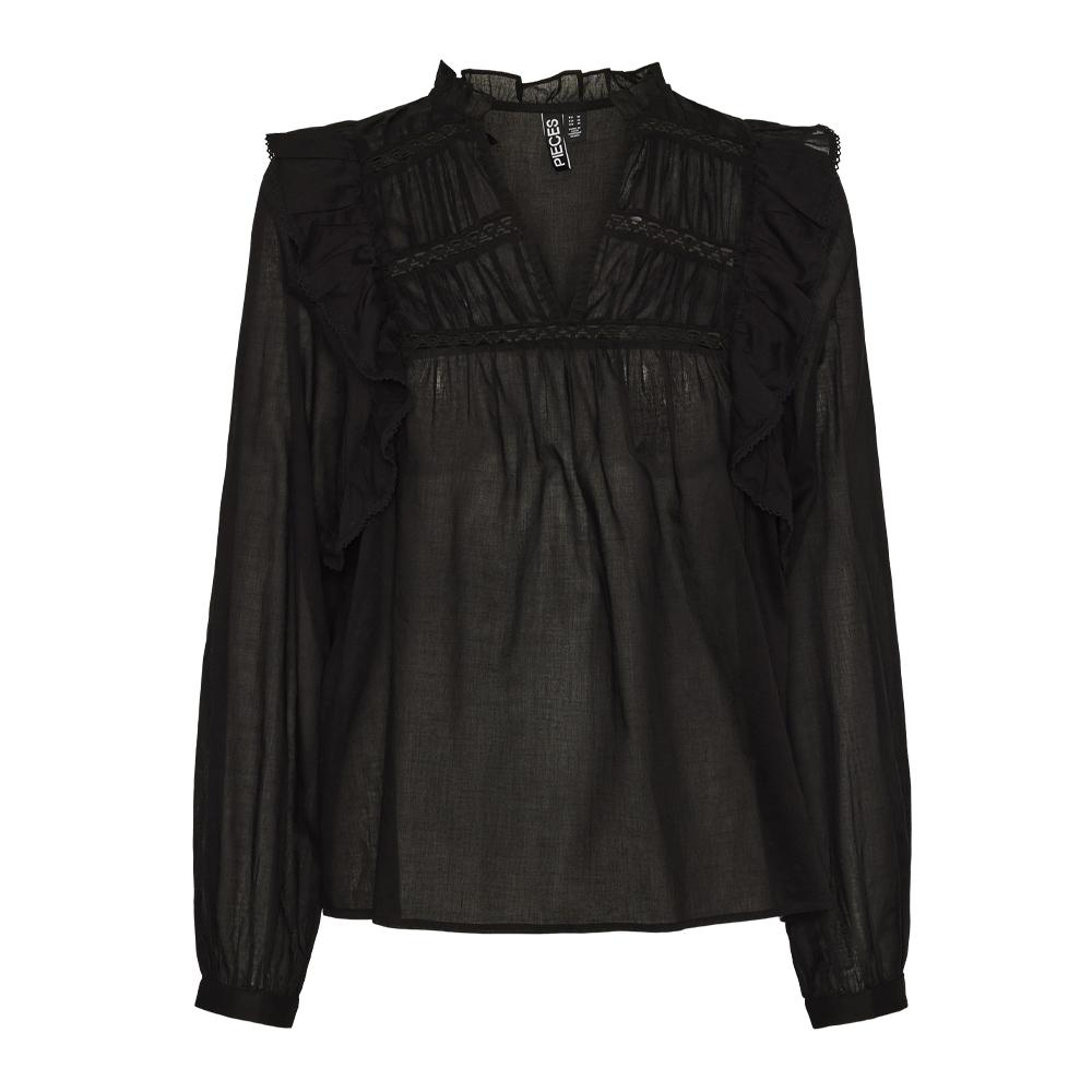 Blouse Noir Femme Pieces Makenna pas cher