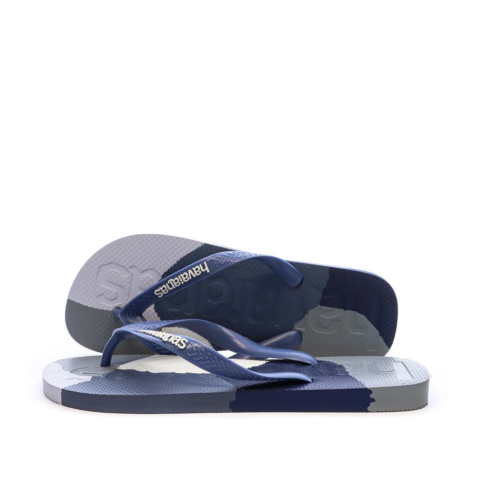 Tongs Bleu/Marine/Grise Homme Havaianas Logomania pas cher