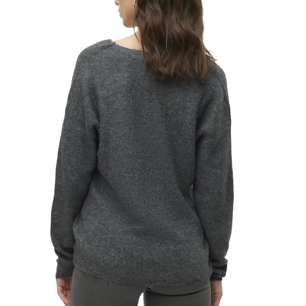 Pull Gris Foncé Femme Vero Moda Crew vue 2