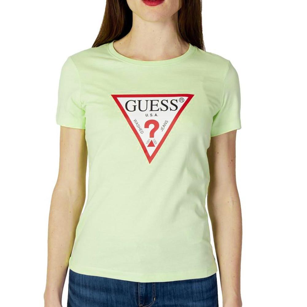 T-shirt Vert Pale Femme Guess Original pas cher