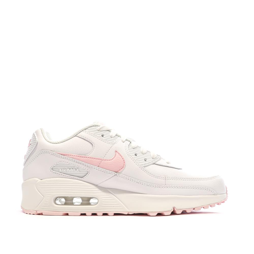 Baskets Blanches/Rose Femme Nike Air Max 90 vue 2