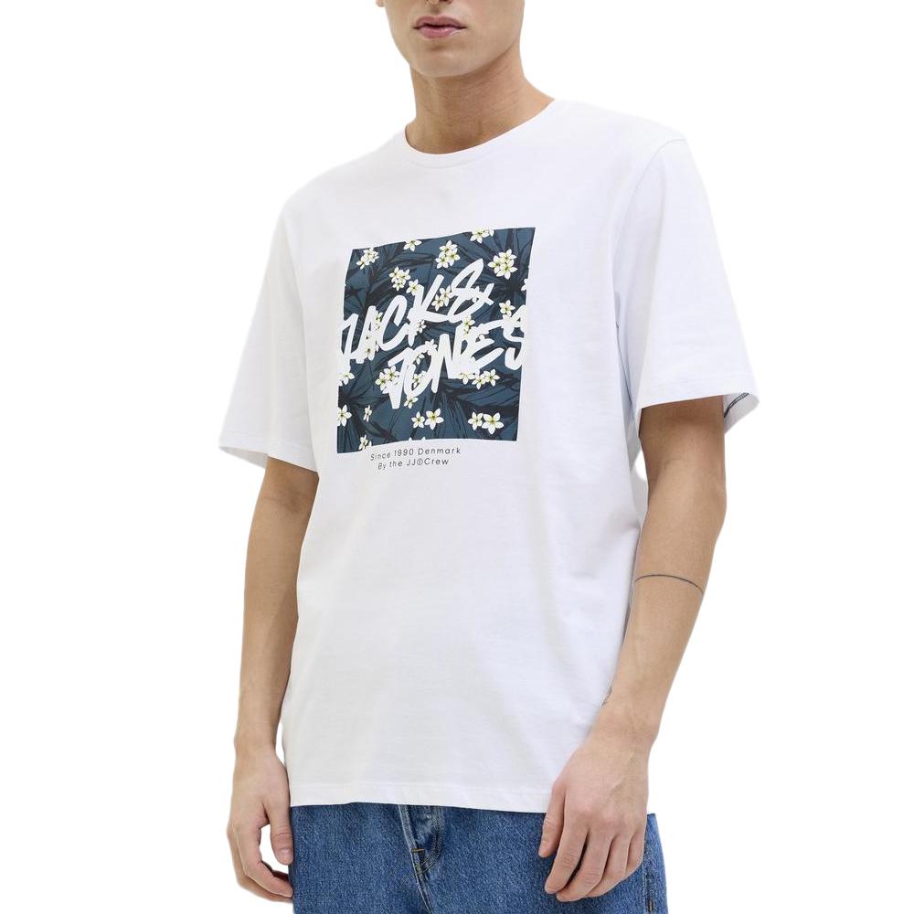 T-shirt Blanc Homme Jack & Jones Hawaiitee pas cher