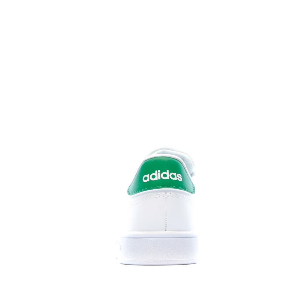 Baskets blanc/vert Enfant Adidas Advantage vue 3