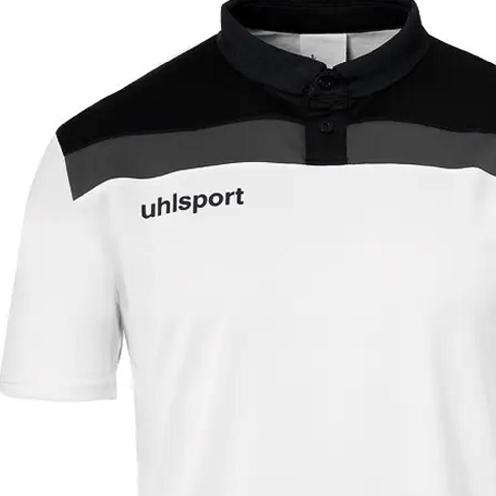 UHLSPORT Offense 23 Men’s White/Black Polo Shirt Photo of the Espace des Marques %store% store - view of %key%