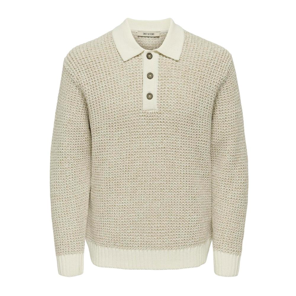 Polo Manches Longues Beige Homme Only & Sons Salf pas cher