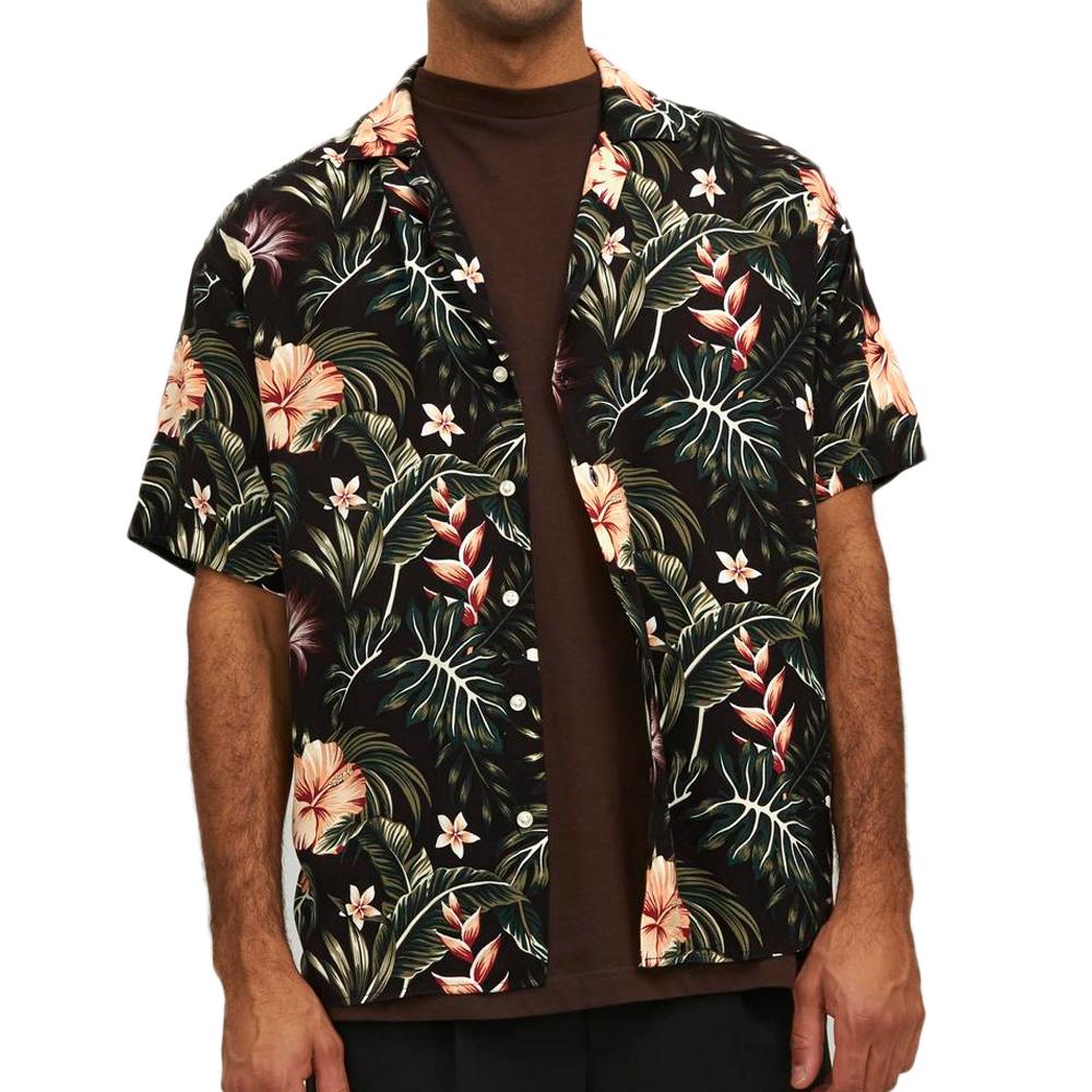 Chemisette Noir Homme Jack & Jones Resort Floral pas cher