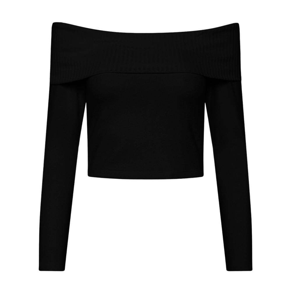 T-Shirt Manches Longues Noir Femme Pieces Lenda pas cher