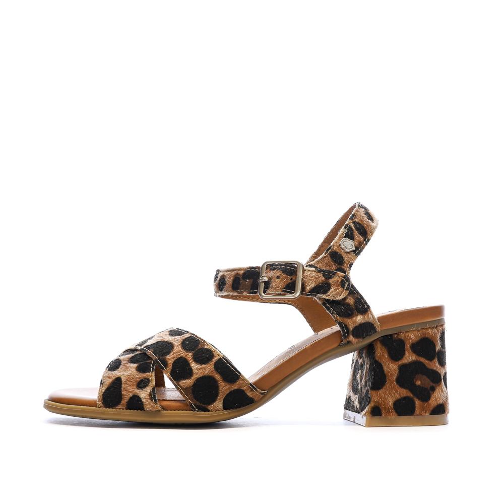 Sandales Marron/Noir Femme Carmela Leopardo pas cher