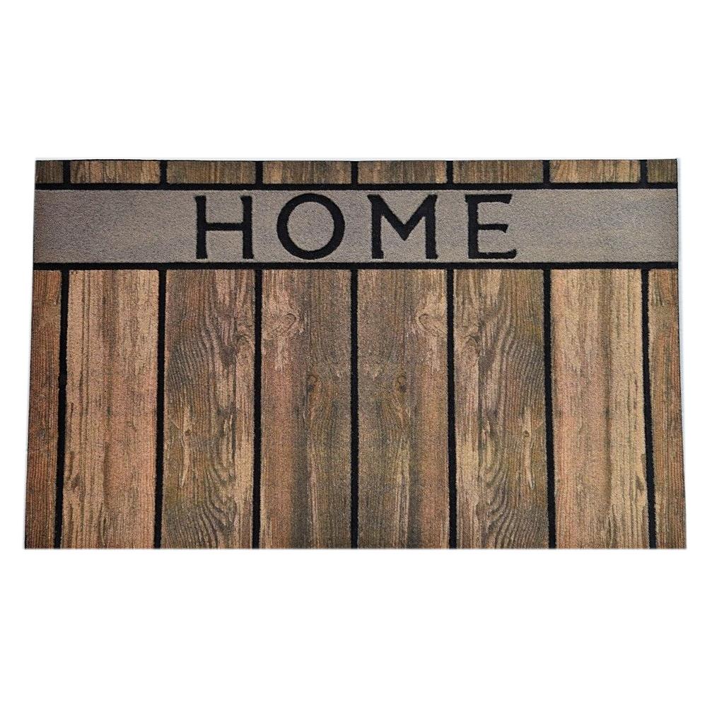 Tapis Extérieur Imprimé Marron Luance 75x45cm Effet Bois pas cher