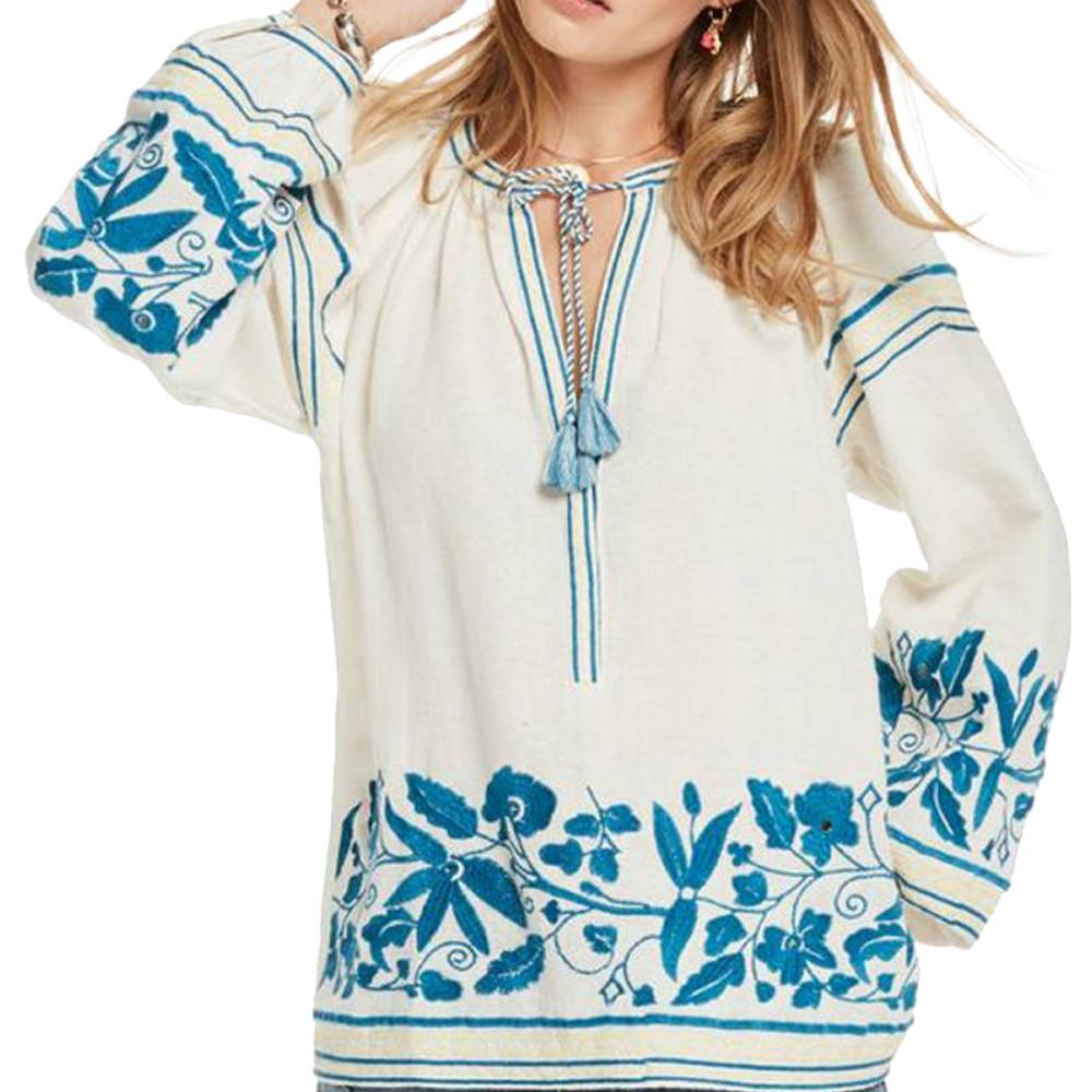Blouse Beige Brodé Femme Scotch & Soda Boho pas cher