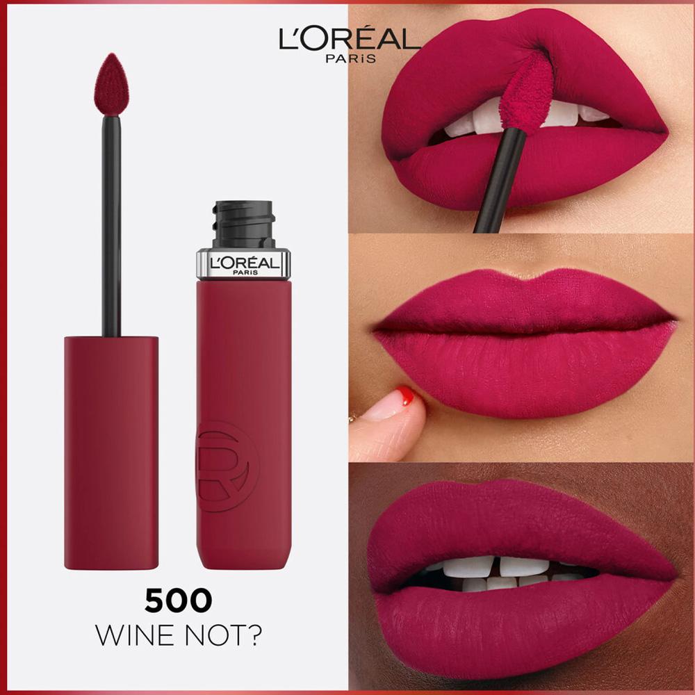 Resistance Rouge à Lèvres Liquide Mat Infaillible Lip L'Oréal Paris 500 Wine Not vue 2