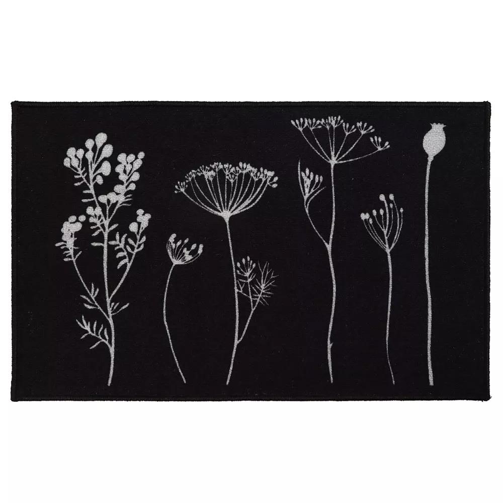 Tapis Imprimé Noir Luance 50x80cm Herbier pas cher