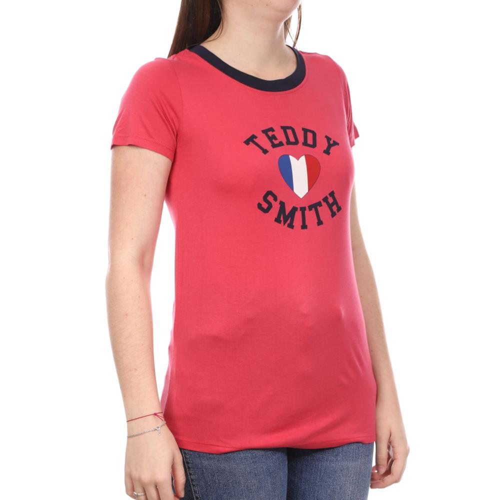 T-shirt Rose Femme Teddy Smith Twelvo pas cher