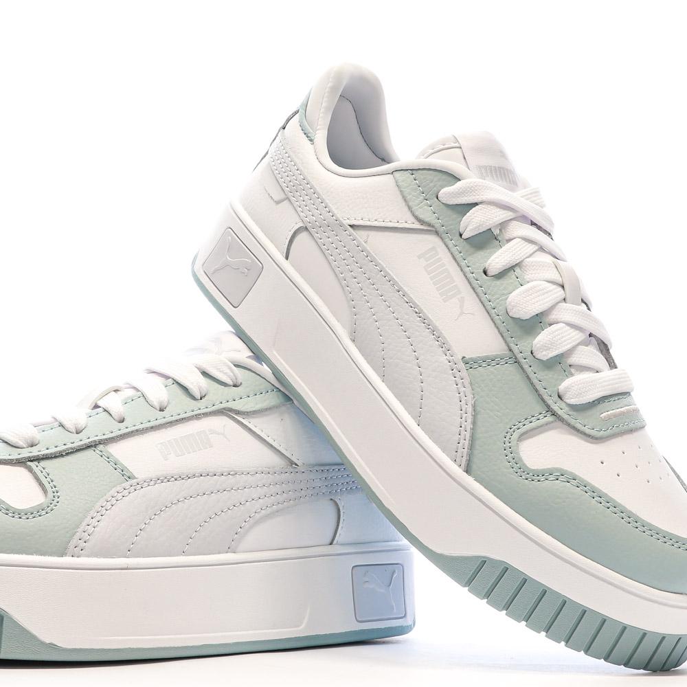 Baskets Blanc/Gris/Vert Femme Puma Carina vue 7