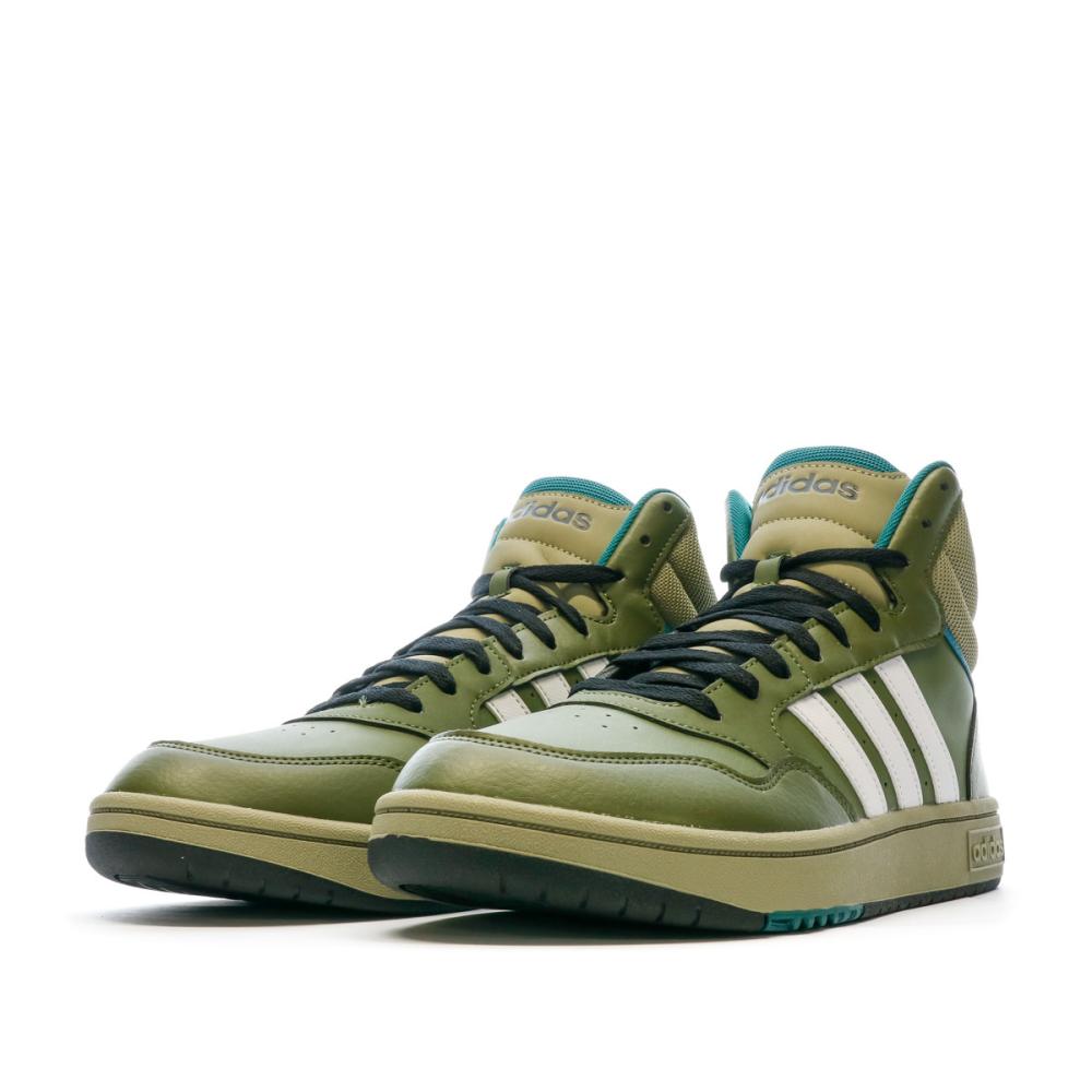 Baskets Verte Homme Adidas Hoops 3.0 Mid vue 6