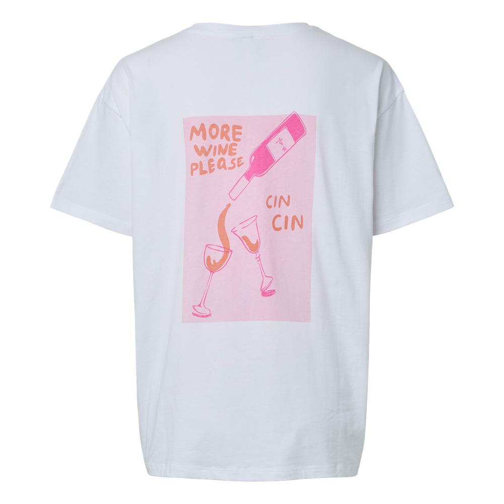 T-Shirt Blanc/Rose Femme Pieces Fasty vue 2
