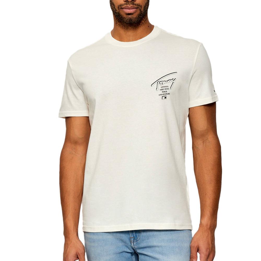T-shirt Blanc Homme Tommy Hilfiger Tjm Reg Sign City pas cher