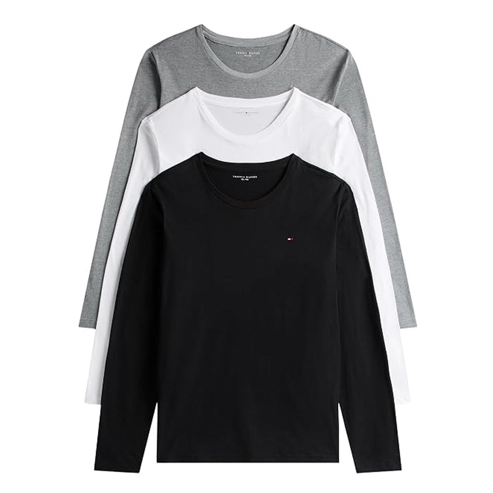 Lot de 3 T-Shirts manches longues Noir/Blanc/Gris Homme Tommy Hilfiger UM0UM03022 pas cher