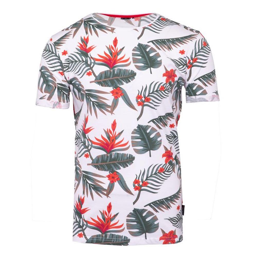 T-shirt Blanc/Rouge Homme La Maison Blaggio Fleur pas cher