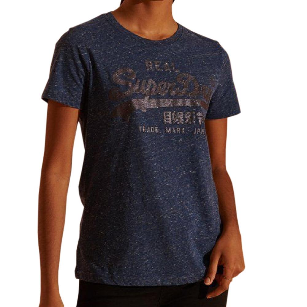 T-shirt Bleu Femme Superdry Glitter pas cher
