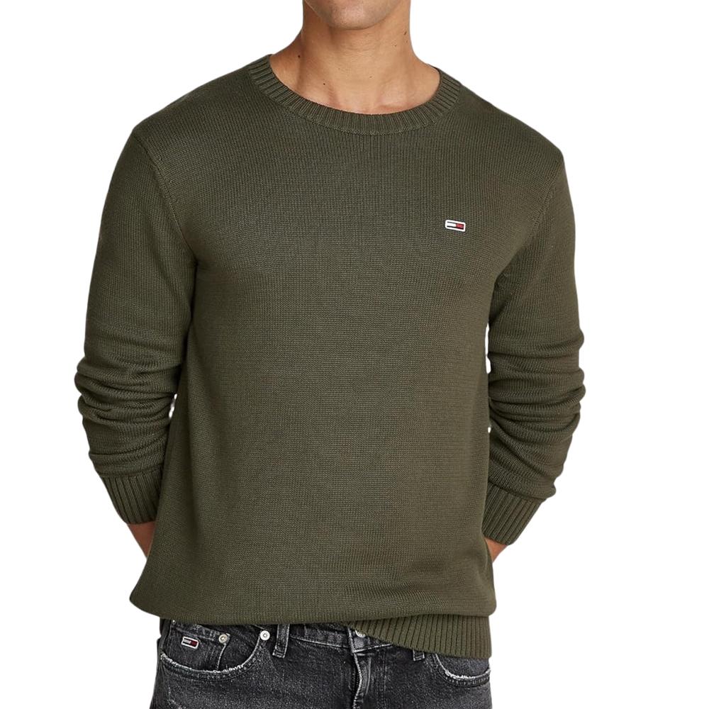 Pull Kaki Homme Tommy Hilfiger slim essntls pas cher