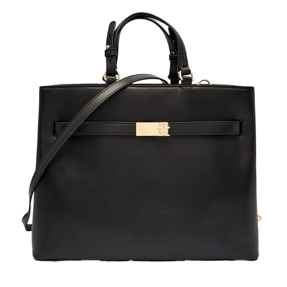 Sac à main Noir Femme Tommy Hilfiger Heritage Satchel pas cher