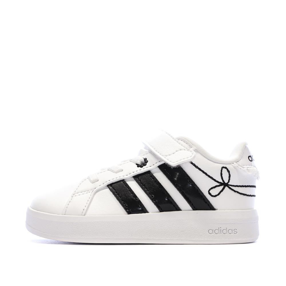 Baskets Blanche/Noir Fille Adidas Grand Court 3.0 Girls pas cher