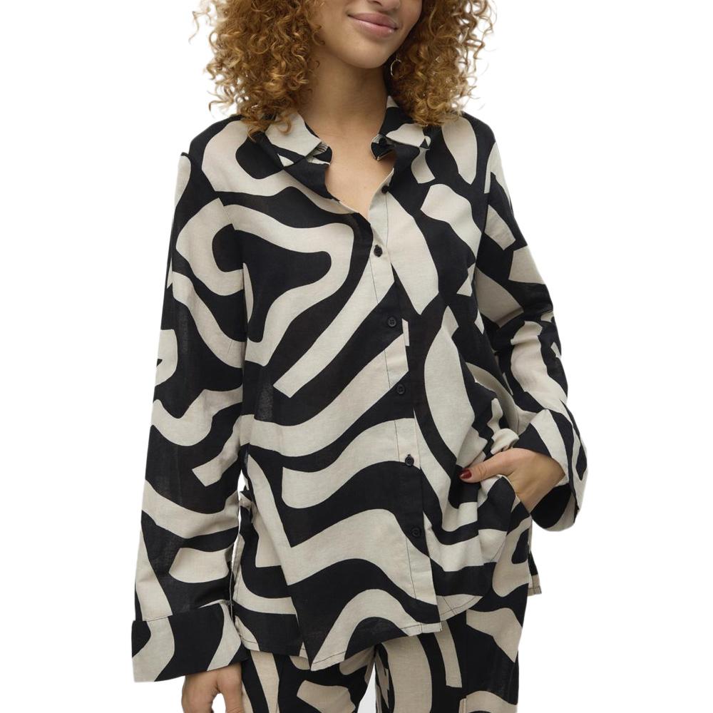 Chemise Noire/Beige Femme Vero Moda Magnete pas cher
