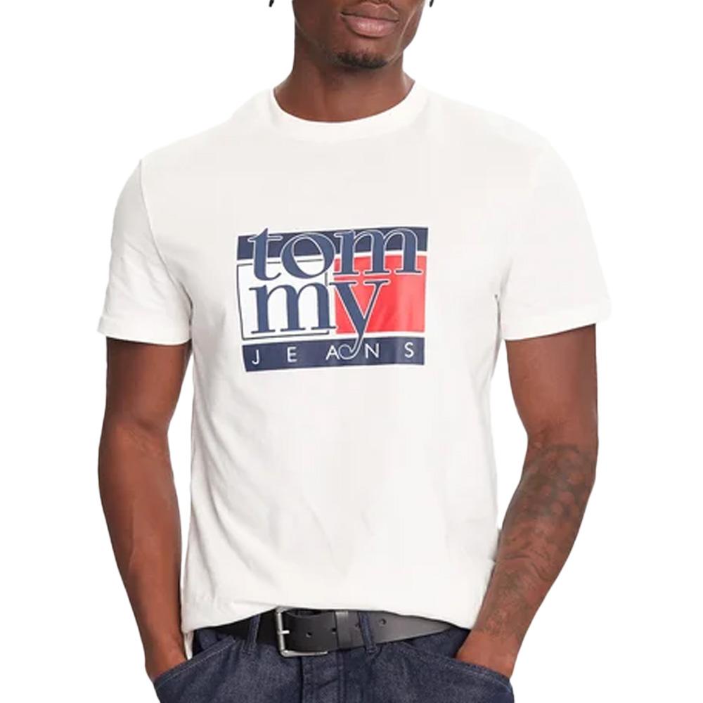 T-shirt Ecru HommeTommy Hilfiger Flag pas cher
