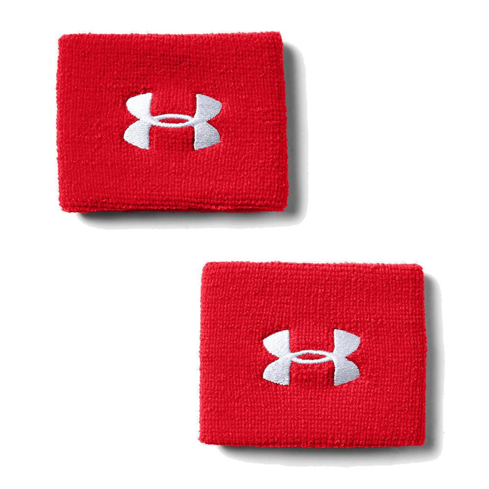 x2 Poignets-Eponge Rouge Mixte Under Armour Performance pas cher