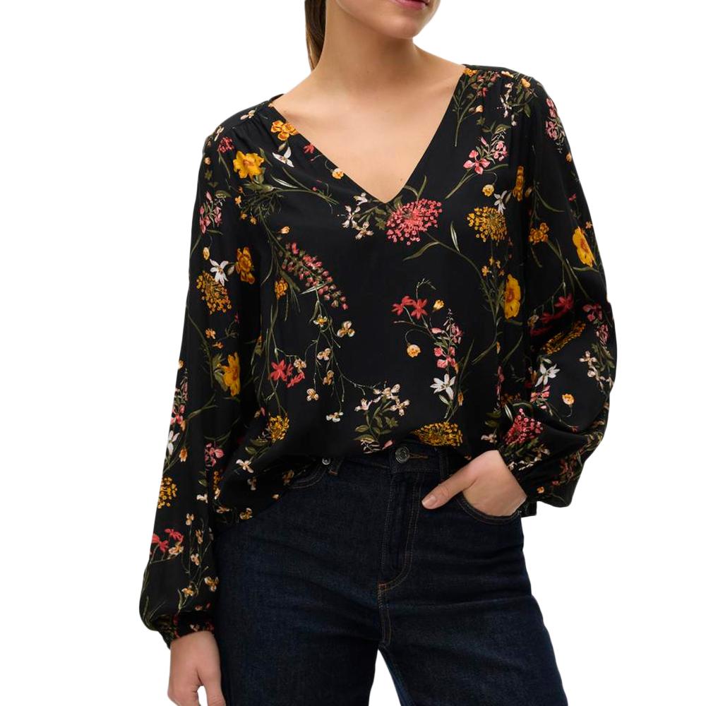Blouse Noir à Fleurs Femme Vero Moda Easy Joy pas cher