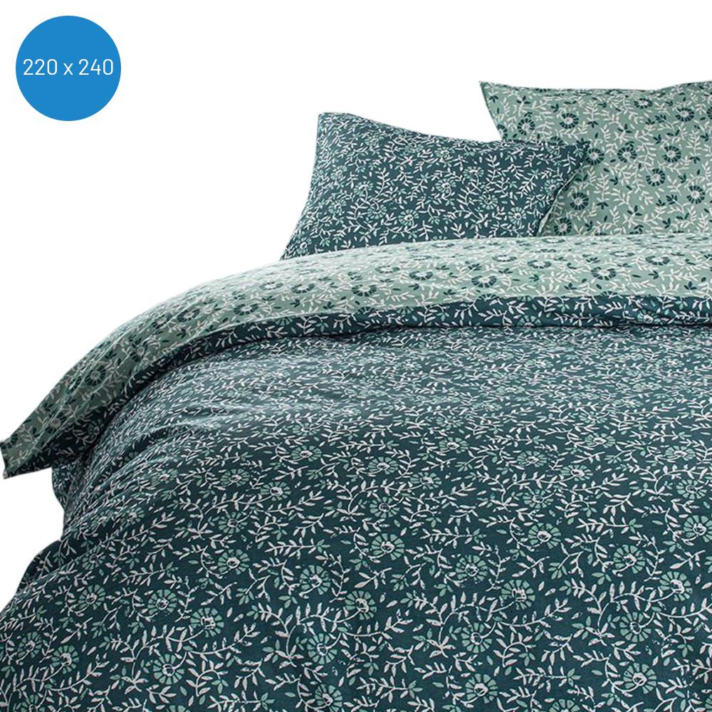 Parure de Lit Bleu/Vert 220x240cm Today Coton 57 Fils Sunshine vue 2