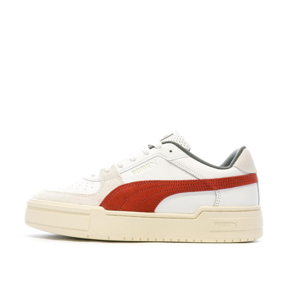 Baskets Blanches/Orange Homme Puma League pas cher