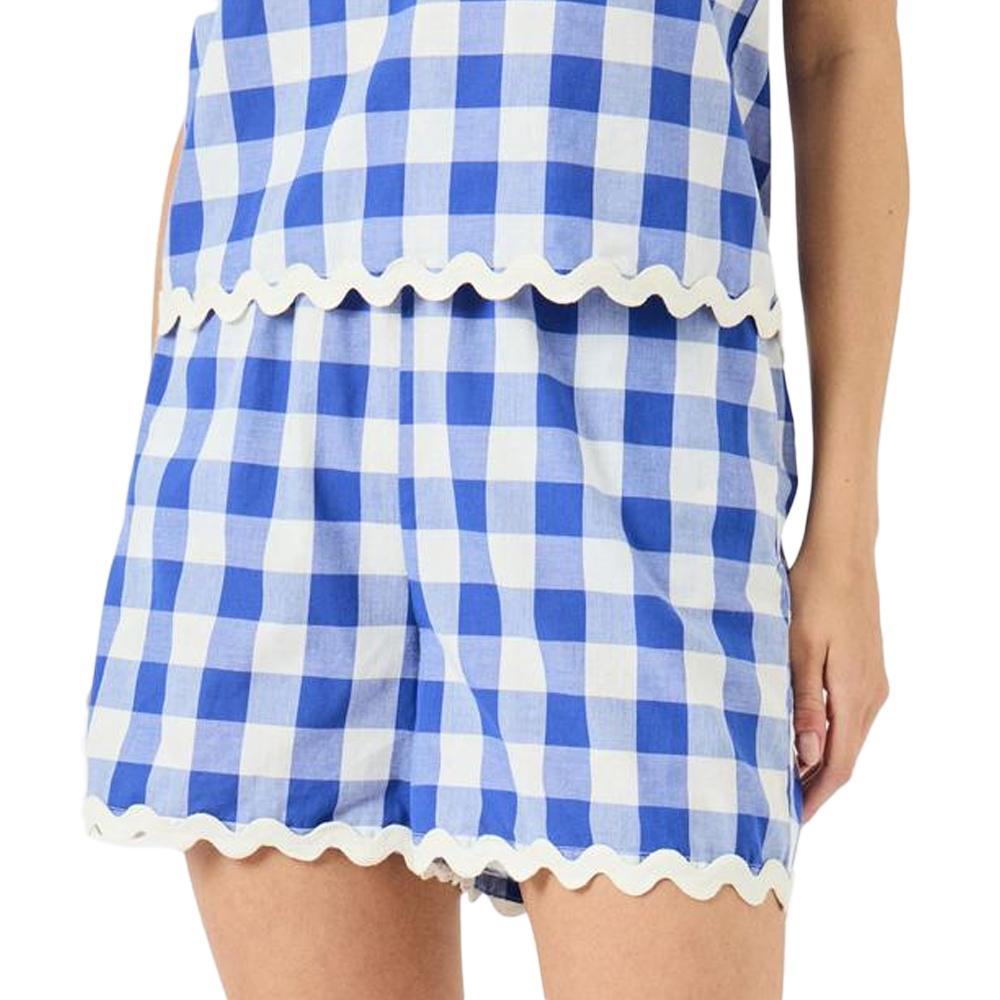 Short Vichy Bleu/Blanc Femme YAS Yaslura pas cher
