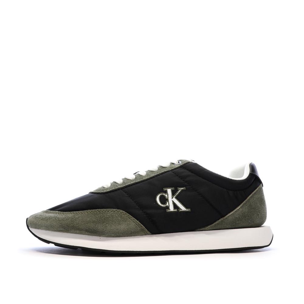 Baskets Noir/Kaki Homme Calvin Klein Jeans Retros pas cher